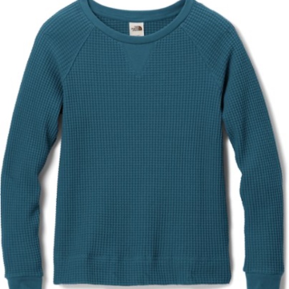 The North Face Tops - The North Face Chabot Waffle Knit Thermal LS Tee Shirt Top Crew Neck Blue